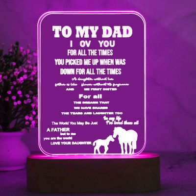 To My Dad Personalized Night Lamp with 7 Color Changing Light | Best Gift for Dad